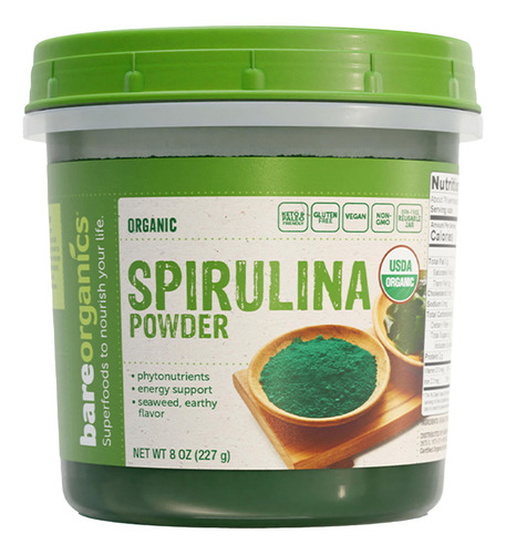 Spirulina Em Pó Bareorganics 227g