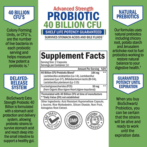 Suplemento Bioschwartz Daily Probiotic 40 Bilhões De Cfu Gut - Imagem 3