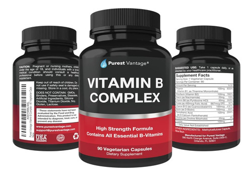 Suplemento Purest Vantage Vitamin B Complex 90 Cápsulas - Imagem 4