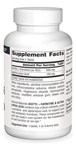 Source Naturals, Acetil L-carnitina E Ácido Alfa-lipóico 650 - Imagem 3