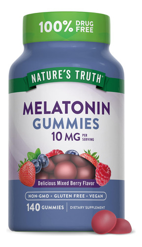 Suplemento Nature"s Truth, Gomas De Melatonina, 10 Mg, 140 U