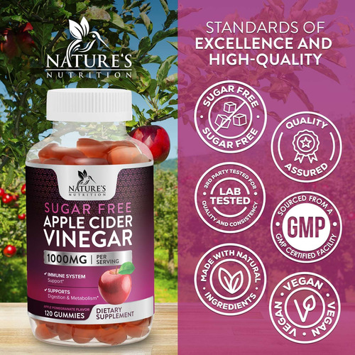 Suplemento Nature"s Nutrition Vinagre De Maçã Gummy 1000mg - Imagem 4