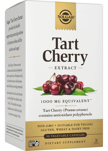 Solgar Tart Cherry 1000 Mg, 90 Cápsulas Vegetais - Antioxida