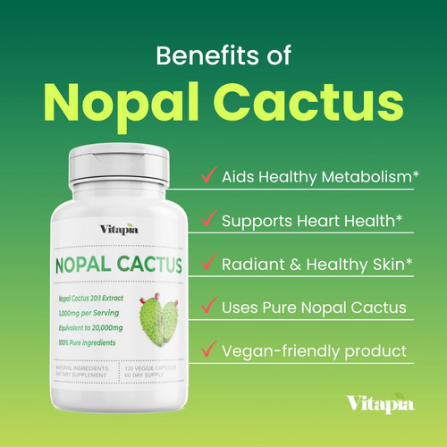 Suplemento De Extrato De Cacto Vitapia Nopal 20.000 Mg 120 C - Imagem 3