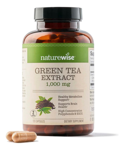 Suplemento De Extrato De Chá Verde Naturewise 1000mg 120 Cáp