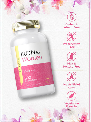 Suplemento De Ferro Para Mulheres 65 Mg 300 Comprimidos Carl - Imagem 5
