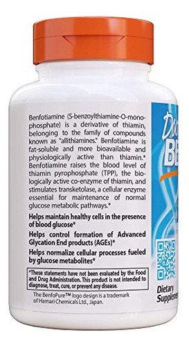 Suplemento Doctor"s Best Benfotiamina 300 Mg 60 Cápsulas Veg - Imagem 3
