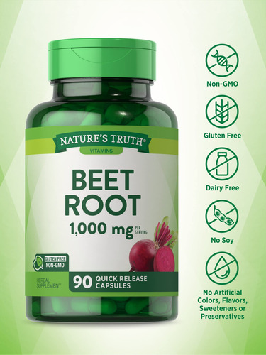 Suplemento Cápsulas De Raiz De Beterraba Nature"s Truth 1000 - Imagem 3