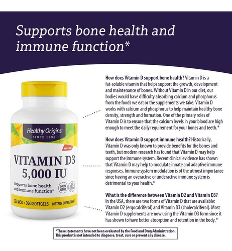 Suplemento Healthy Origins Vitamina D3 5.000 Ui 360 Cápsulas - Imagem 7