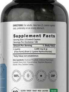 Horbäach L-lisina | 2000mg | 240 Cápsulas | Suplemento Veget