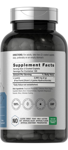 Horbäach L-lisina | 2000mg | 240 Cápsulas | Suplemento Veget