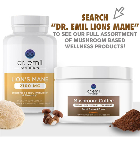 Suplemento Dr. Emil Nutrition Lion"s Mane, Cápsulas De 2100 - Imagem 6