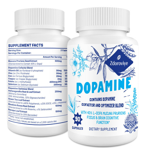 Suplementos De Dopamina Zdoroviye Com 500 Mg De Mucuna Pruri