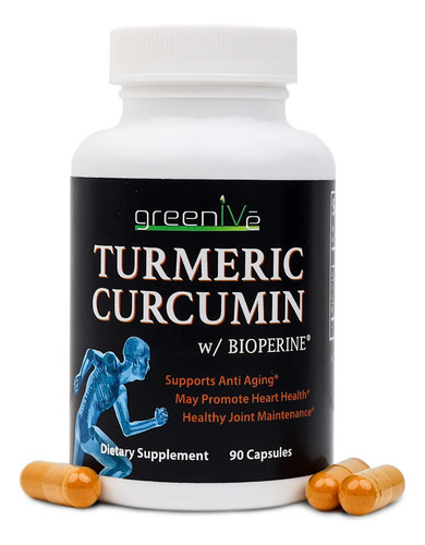 Suplemento Greenive Curcuma Curcumina Com Bioperina 90 Cápsu