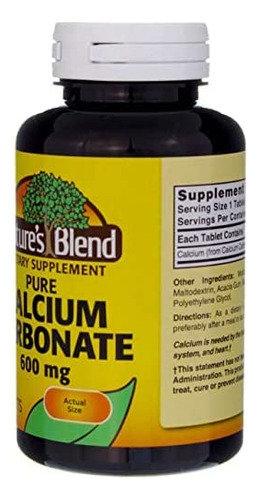 Natures Blend Carbonato De Cálcio Puro 600 Mg 100 Tabs (168 - Imagem 5