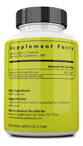 Suplemento Ancestral Supplements Pâncreas Alimentado Com Cap - Imagem 2