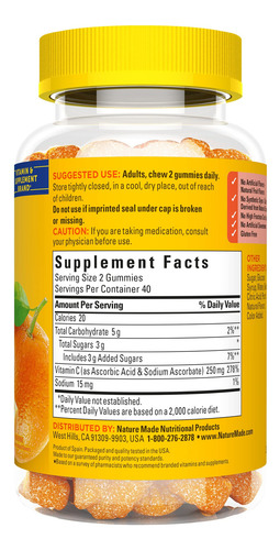 Suplemento De Vitamina C Natural 250 Mg 80 Gomas - Imagem 8