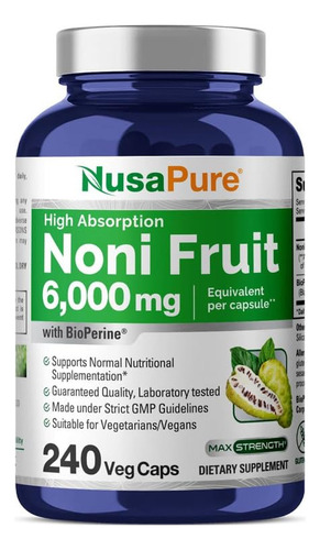 Suplemento De Extrato De Fruta Nusapure Noni 6.000 Mg 240 Ca