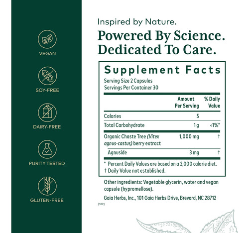 Suplemento Gaia Herbs Pro Vitex Apoia O Ciclo Menstrual - Imagem 2