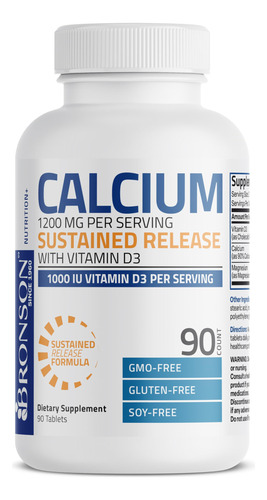 Suplemento Bronson Calcium 1200 Mg Com Vitamina D3 1000iu 90
