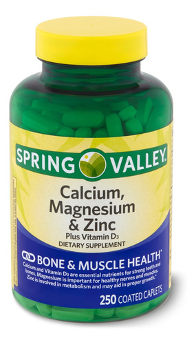 Suplemento Spring Valley Cálcio Magnésio E Zinco D3 250 Cáps