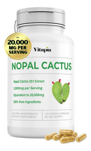 Suplemento De Extrato De Cacto Vitapia Nopal 20.000 Mg 120 C