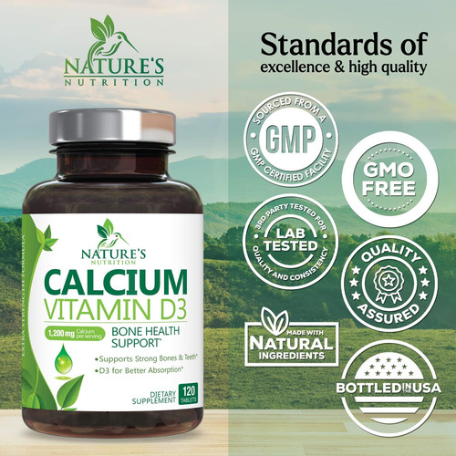 Suplemento De Cálcio Nature"s Nutrition 1200 Mg + Vitamina D - Imagem 4
