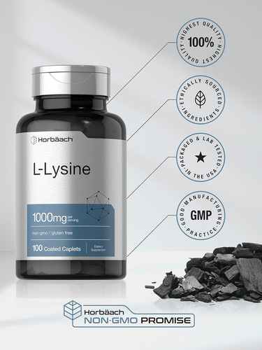 Horbäach L-lysine 1000mg | 100 Caplets Revestidos | Suplemen - Imagem 5