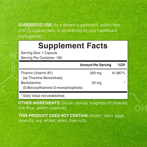 Vitamina B1 500mg Com Benfotiamina, 180 Cápsulas, Fórmula Me - Imagem 2
