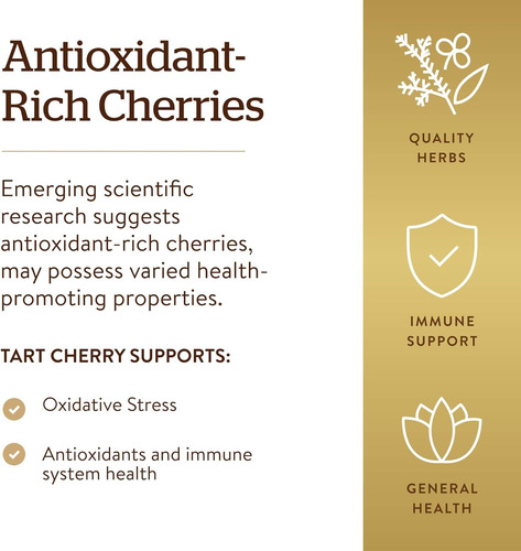 Solgar Tart Cherry 1000 Mg, 90 Cápsulas Vegetais - Antioxida - Imagem 3