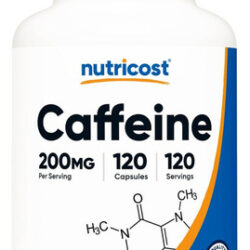 Suplemento Nutricost, Cafeína, 200 Mg, 120 Cápsulas
