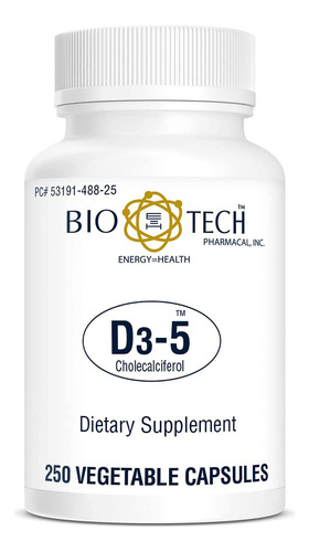 Suplemento Bio-tech Pharmacal Vitamin D3 5000 Ui 250 Cápsula - Imagem 2