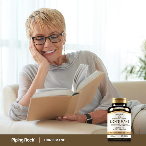 Cápsulas De Suplemento Piping Rock Lions Mane 2100 Mg 90 Uni - Imagem 6