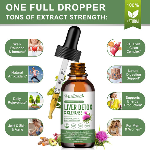 (pacote Com 2) Liver Health Liquid Drops Mulittea Com Leite - Imagem 5