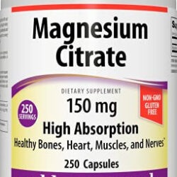 Suplemento Webber Naturals Citrato De Magnésio 150 Mg 250 Cá