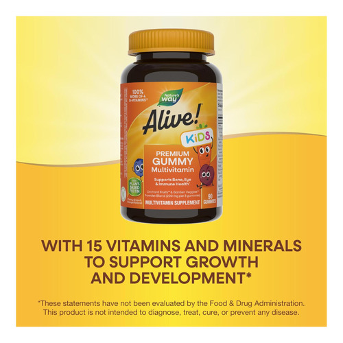 Natures Way Alive! Childrens Premium Gummy Multivitamin, Sem - Imagem 3
