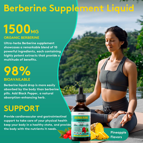 Suplemento Lpetwalk Berberine Liquid Drops 120ml Orgânico - Imagem 4