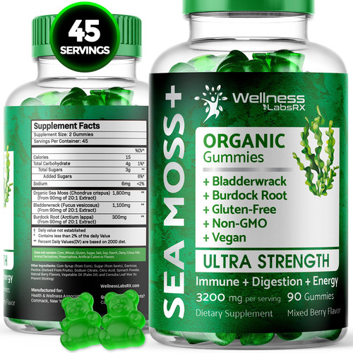 Suplemento Wellness Labarx Sea Moss Gummies 3200 Mg 90 Unida