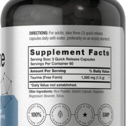 Horbäach Taurina 1500mg | 180 Cápsulas | Suplemento Não Tran