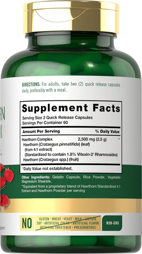 Complexo Carlyle Hawthorn Berry | 2500mg | 120 Cápsulas | Co - Imagem 2