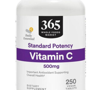 365 Da Whole Foods Market, Vitamina C 500mg, 250 Comprimidos