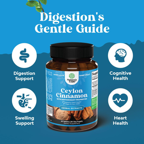 Suplemento Natures Craft Organic Ceylon Canela 1000mg - Imagem 3