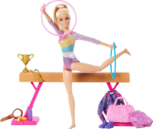 Conjunto De Ginástica Barbie Careers Com Boneca Gymnast Fash