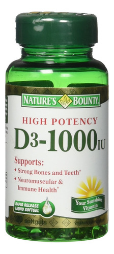 Suplemento Nature"s Bounty De Vitamina D3 1000 Ui 120 Cápsul