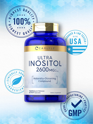 Suplemento Carlyle Inositol Em Cápsulas 2600 Mg 200 Unidades - Imagem 5