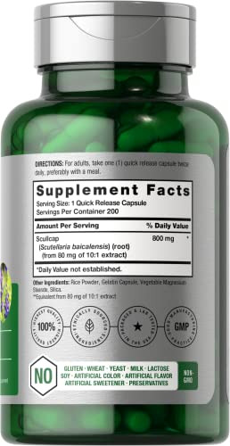 Suplemento Horbaach Scullcap Capsullcap 800 Mg 200 Unidades - Imagem 2