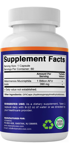 Vitamatic Akkermansia Muciniphila Gut Health - 60 Cápsulas D - Imagem 5