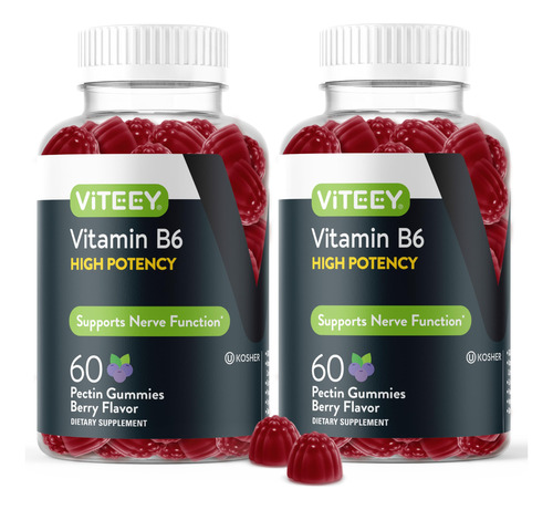 Gomas De Vitamina B6 Viteey 100mg Para Adultos E Adolescente