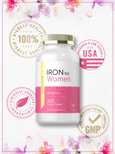 Suplemento De Ferro Para Mulheres 65 Mg 300 Comprimidos Carl - Imagem 6