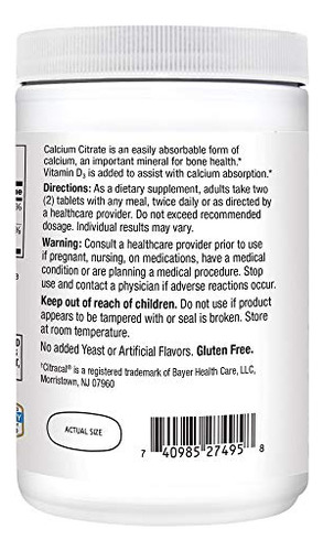 Suplemento 21st Century Calcium Citrate Plus D3 400 Comprimi - Imagem 9